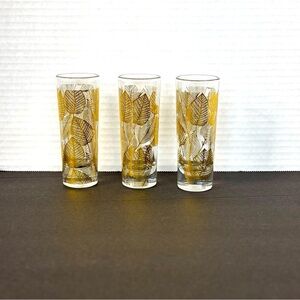 MCM Barware Etched Shot Glasses Gold Leaf - Set of 3